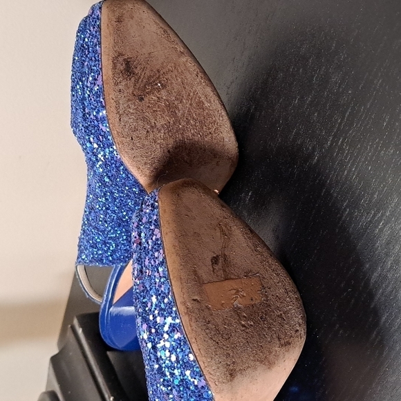 Jimmy Choo Open Toe Glitter Shoes 12cm lift Size 36.5 - Picture 5 of 12